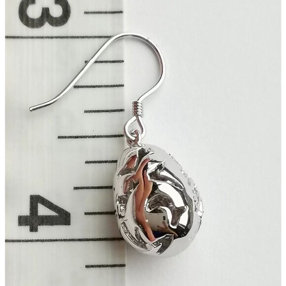 STERLING silver cz damask design dangle drop earrings - Picture 8 of 10